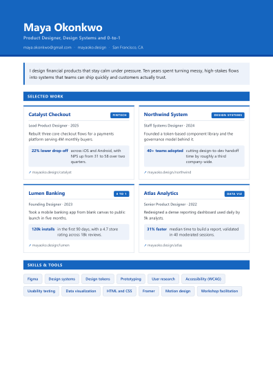 Portfolio one-pager (corporate)