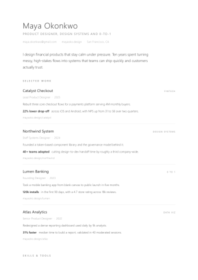 Portfolio one-pager (minimal)