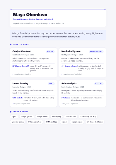 Portfolio one-pager (modern)