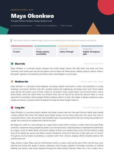 Professional bio (geometric)