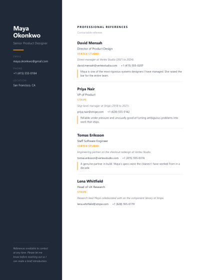 Reference list (sidebar)