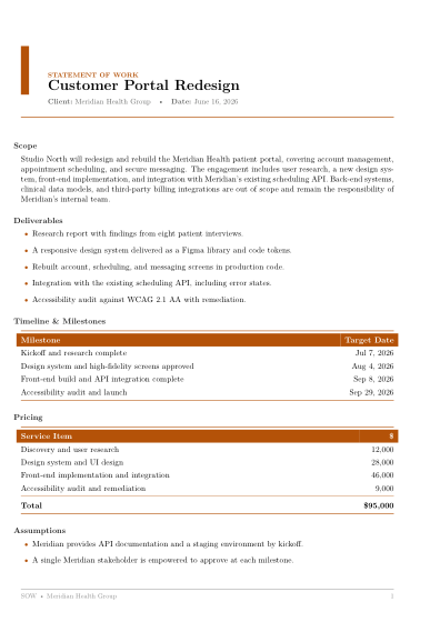 Statement of work (modern)